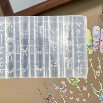 Ejderha Kemiği 3D Silikon Tırnak Kalıbı Çiçek Fiyonk Yıldız Zincir Tırnak Şablonları Kendin Yap Tırnak Sanatı Dekorasyonu Manikür Tasarım Araçları