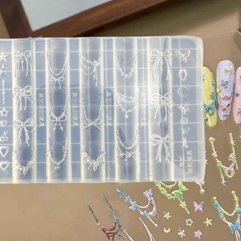 Dragons Bone 3D Silicone Nail Mold Flower Bowknot Star Chain Nails Templates Diy Nail Art Decoration Manicure Design Tools