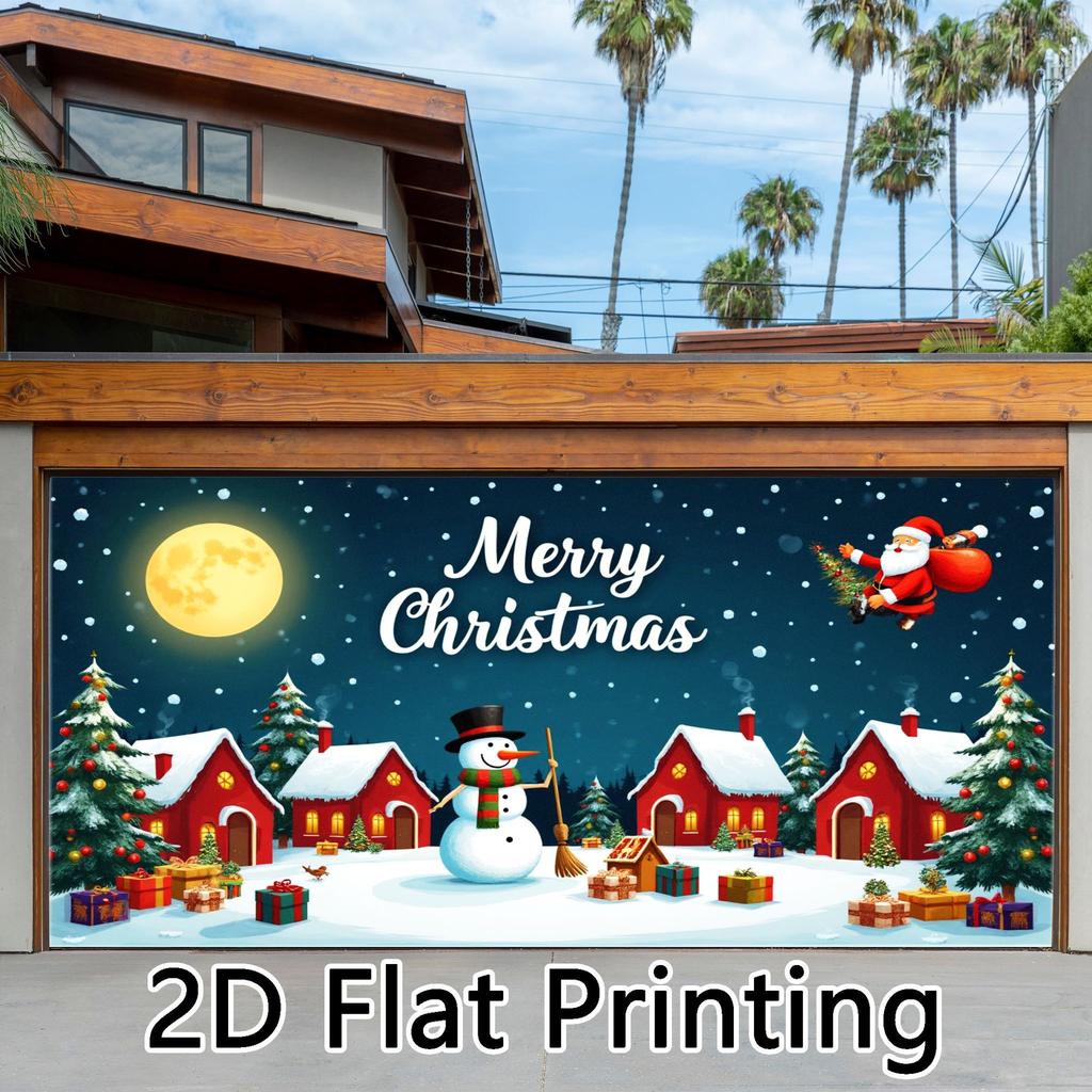 1pc2Dflat, Santa Claus, Snowman, Gift, Moonlight Night Scene, Outdoor/indoor Holiday Decoration, No Power Required - Wzy