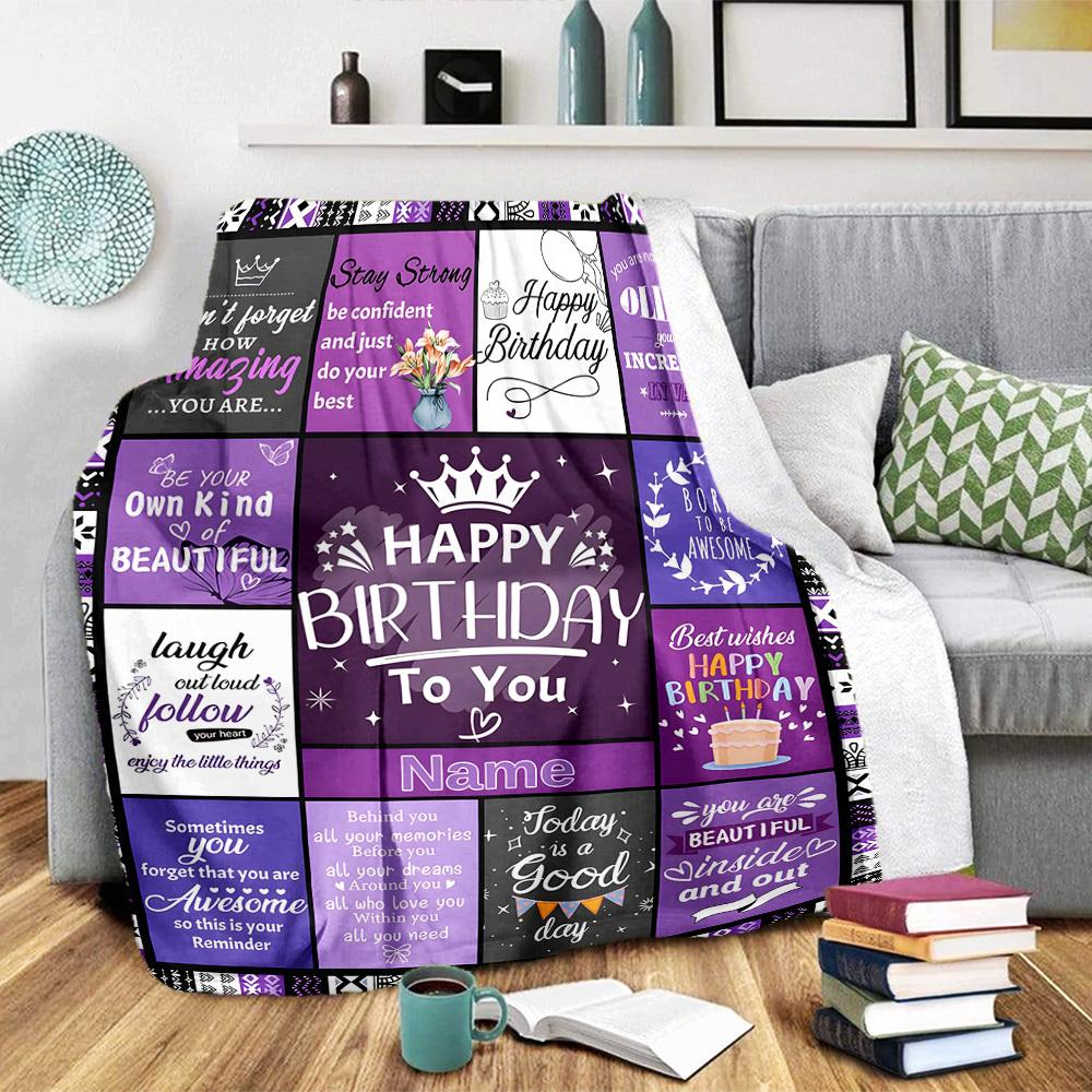 Happy Birthday Home Customize Your Name Blankets Suitable For Picnics Sofas Offices Bedrooms Living Rooms And As A Gift For Friends And Family On