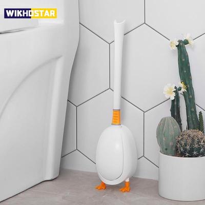 Silikon-Badezimmer-Toilettenbürste, an der Wand befestigte Bürste, flexible Tiefenreinigung bis zur Eckreinigungsbürste, niedliche Enten-Toilettenbürste