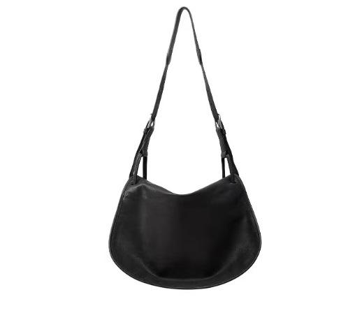 Vegetable Tanned Leather Messenger Saddle Tote Bag, Large Capacity Commuting Bag, Simple and Lazy Style Single Shoulder Crossbody Bag