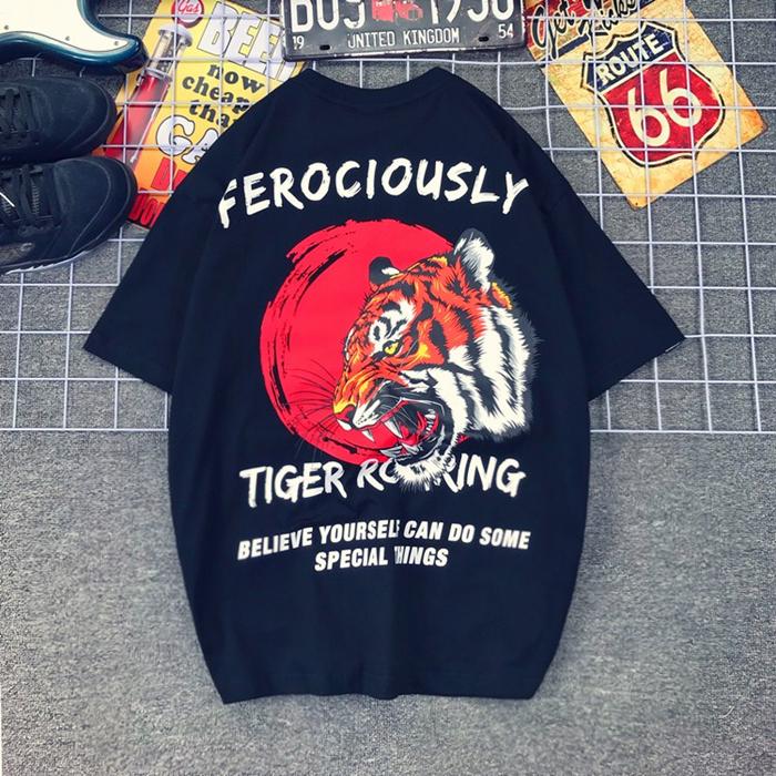 

Японская футболка с принтом головы тигра, в японском ретро-хип-хоп стиле, с принтом тигра, большого размера, хлопковая, локомотивная, с коротким рукавом, для мужчин и женщин 3XL