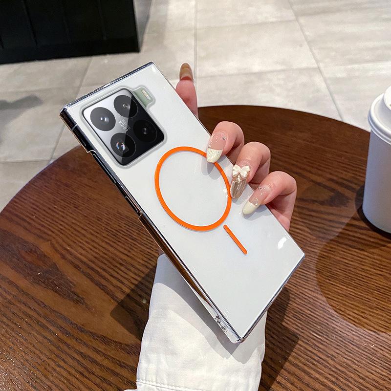 

Suitable for Xiaomi 15PRO Mobile Phone Case Transparent Fine Ring Magnetic Absorption PC Anti-fall Xiaomi 15 Hard Shell Protective Case Xiaomi 15 оранжевый