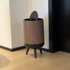 Retro Style Wooden Frame Trash Can High Foot Living Room Bedroom No Bending Over Creative Paper Basket Wood Grain Hygienic Tube