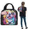 Colorful Cute Graffiti Bulldog Smile Print Insulated Lunch Bag for Women Kids Portable Food Boxes Thermal Lunch Box Tote