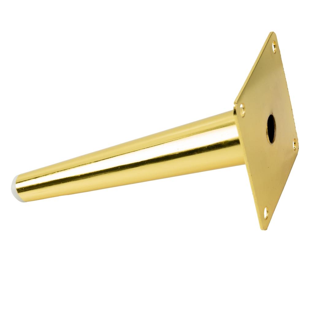Furniture leg, oblique gold pin, height 18 cm