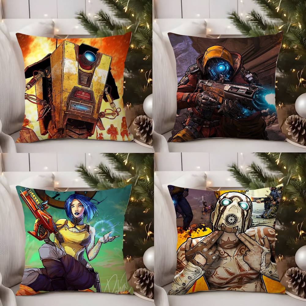 B-Borderlands Game Pillow Case Home Dorm Chair Back Short Plush Double-Sided Printing Office Nap Time Cushion Cover