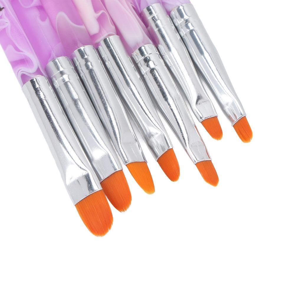 7Pcs Purple UV Gel Nail Painting Pen Round Tip Round Tip Manicure Drawing Brush Nail Salon