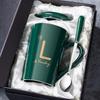 UOSO Ceramic Coffee Mug with Lid and Spoon