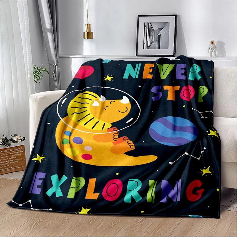Desenho animado dinossauro espaço fofo dinossauro crianças cobertor de pelúcia macio, cobertor de flanela cobertor para sala de estar quarto cama sofá crianças