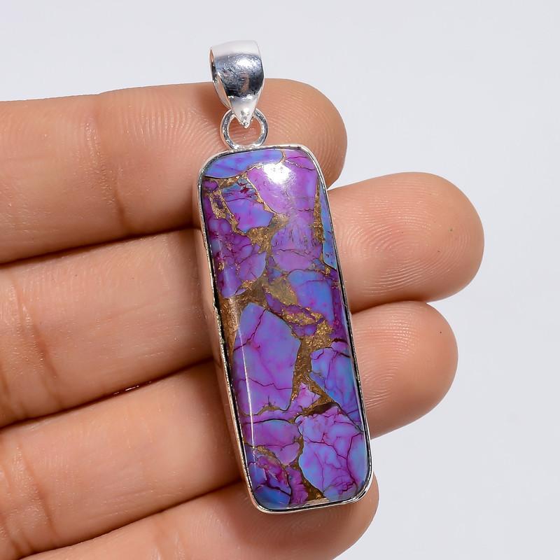 

Fabulous A One Qualite 100% Natural Purple Copper Turquoise Radiant Shape Ethnic Handmade Jewelry 925 Steling Silver Pendant 1.8 WSJ-5052 1.8