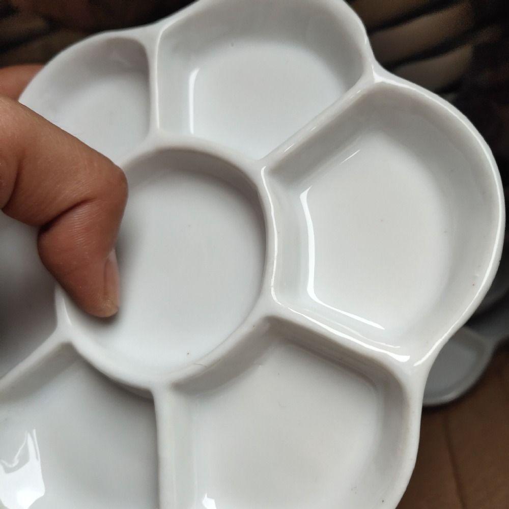 Portable Paint Palette Tray White Porcelain Palette Ceramic Paint Palette  Art Supplies