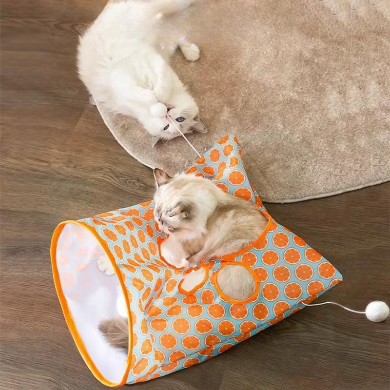 Katzen-Tunnel-Spielzeug Faltbarer Haustier-Tunnel Knister-Sack Tasche mit 1 kleinen Maus & Spielball Interaktives Katzenspielzeug