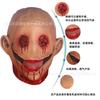 Bloody clown mask, Halloween horror, eyeless smiling latex headgear, script-based murder mystery prop, bloody accessory