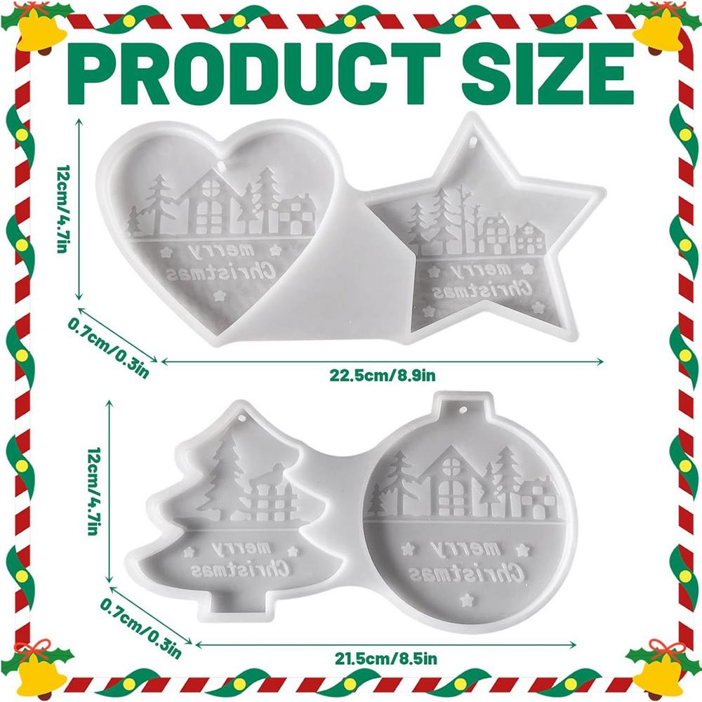 Christmas Silicone Molds Christmas Casting Mold for Resin Concrete Reusable Charm for Plaster Wax Fondant Clay Concrete Kitchen