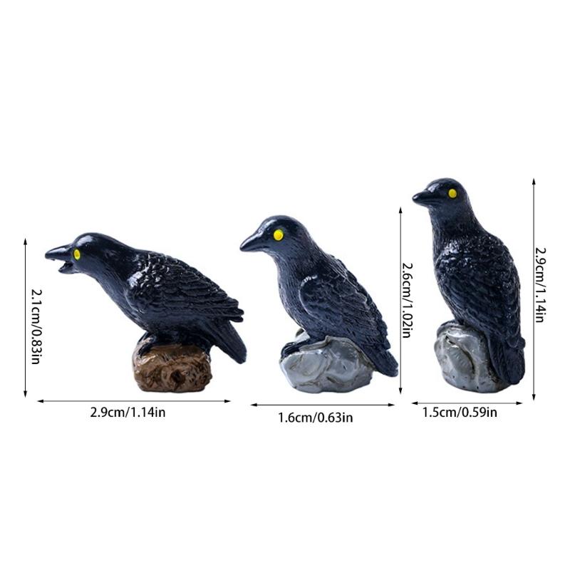 3PCS Beautiful Jackdaw Sculptures Intricate Build Birds Fashion Decoration Great For Outside And Indoor Enhancement