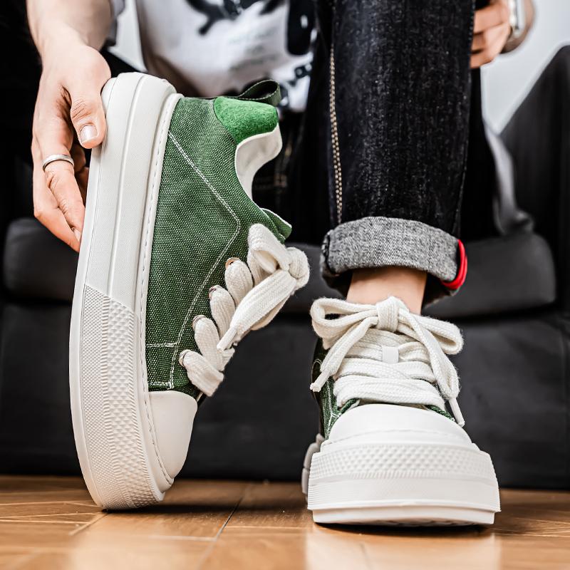 Fashion High-Quality Fashion Thick Bottom Canvas Board Shoes Men's Breathable Flat Designer Lace-Up Oxford Shoes Outdoor Running Shoes