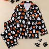 Womens Halloween Pajama Set Long Sleeve Pants Lapel Loose Loungewear Winter