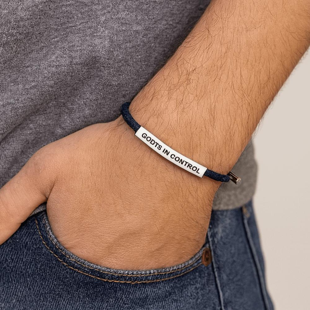 Dehnbares GOD IS IN CONTROL Schlaucharmband Seil Inspirierende Armbänder für Damen Herren
