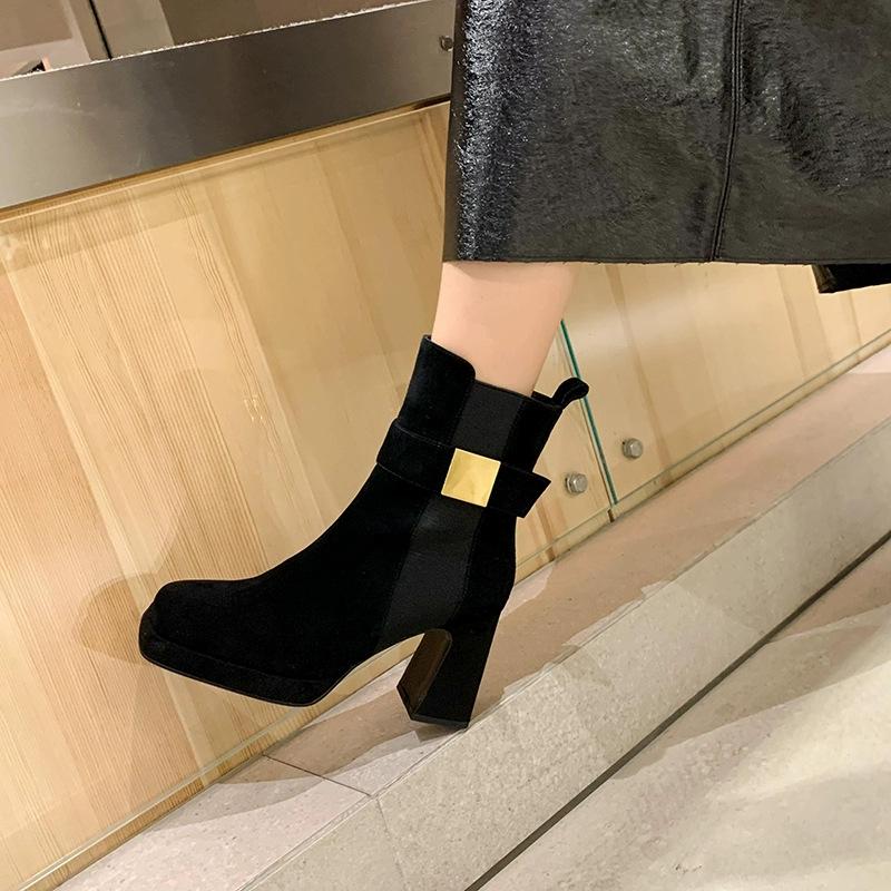 

Ботильоны Мартин на толстом каблуке женские черные 2025 новые в британском стиле женские короткие ботинки женские весенне-осенние универсальные ботинки на высоком каблуке женские 40 чёрный