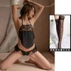 Sexy Retro Lace Seduction Lingerie Belly Pocket Passion Pajamas Open Crotch Lace-up Uniform Set