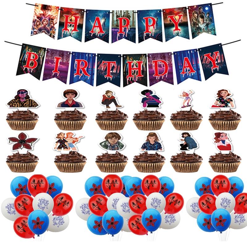 Stranger Things Geburtstagsfeier Dekoration Mysteriöse Atmosphäre Ballon Banner Set
