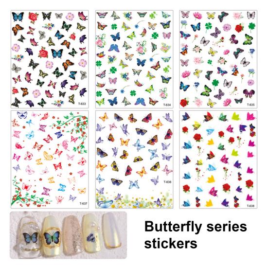 

6Pcs Nail Sticker Attractive Exquisite Paper Flower Xmas Manicure Art Transfer Decal