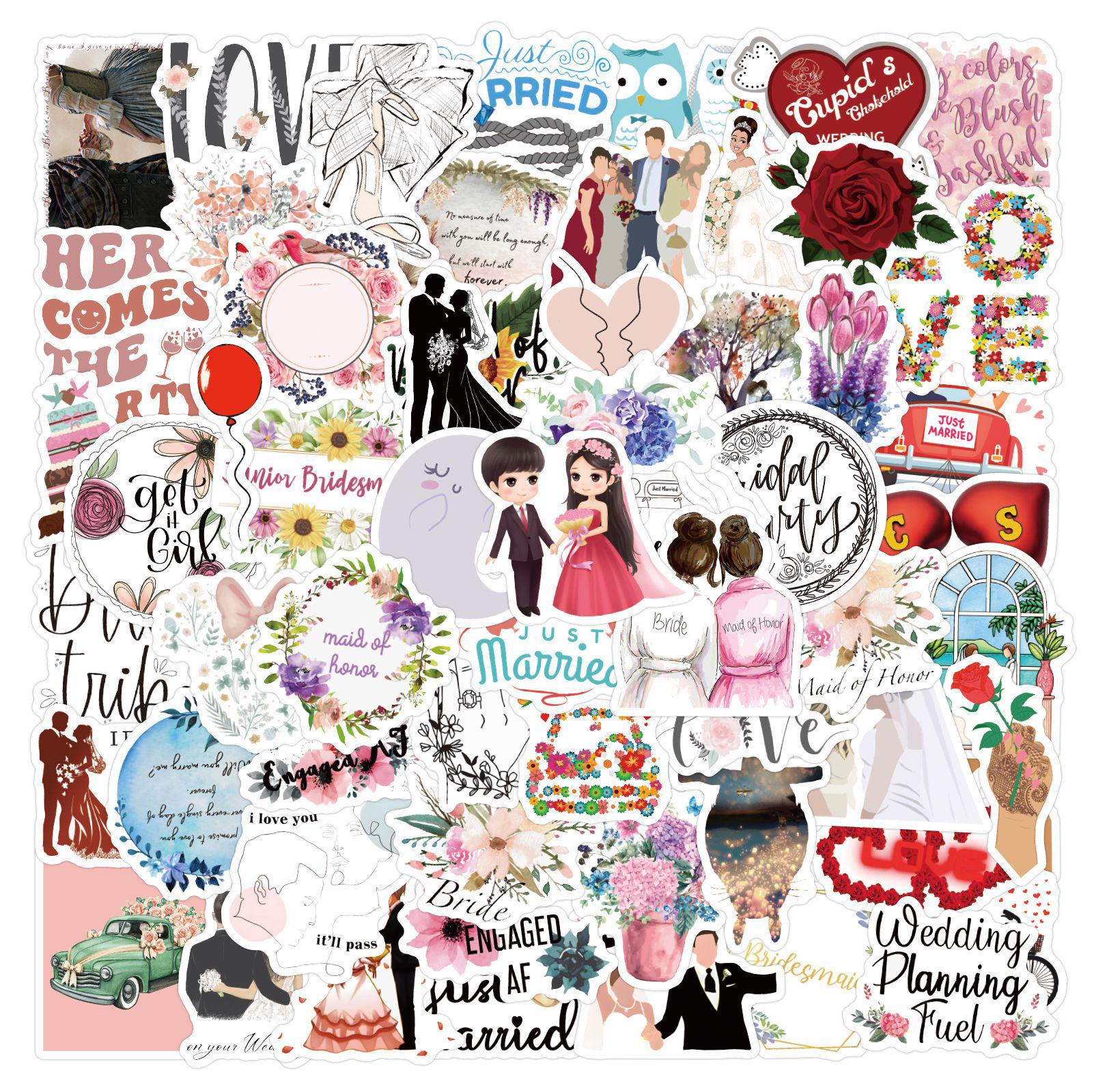 60 Sheets Waterproof Wedding & Valentine s Day Heart Stickers