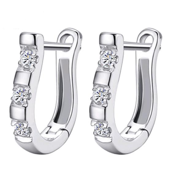 1 Pair Earrings Studs Luxury White Silver Plated Harp White Gemstones Hoop Earrings for Daily Life