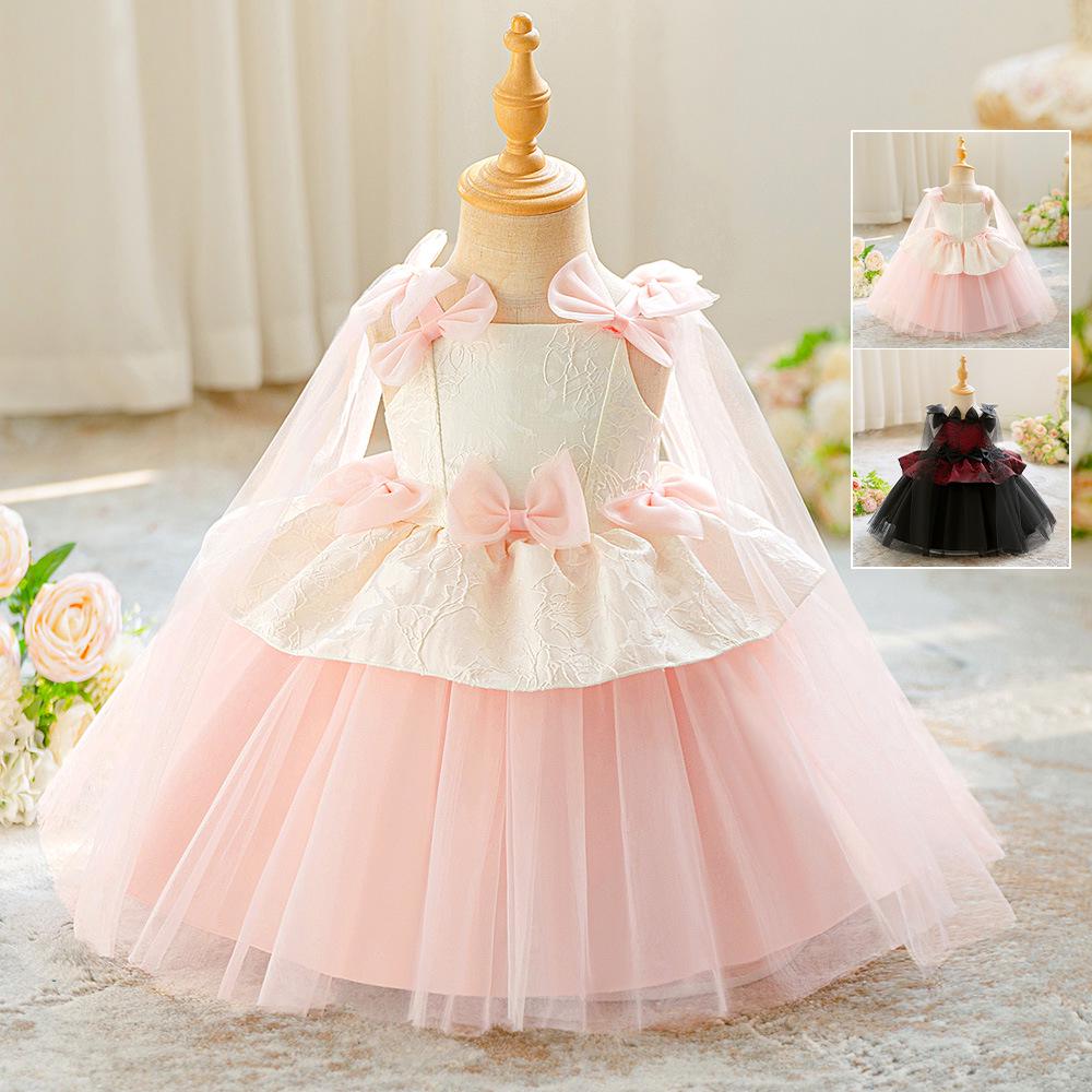 Elegant Princess Dress: Fluffy Soft Gauze Bow Skirt for Girls' Birthdays
