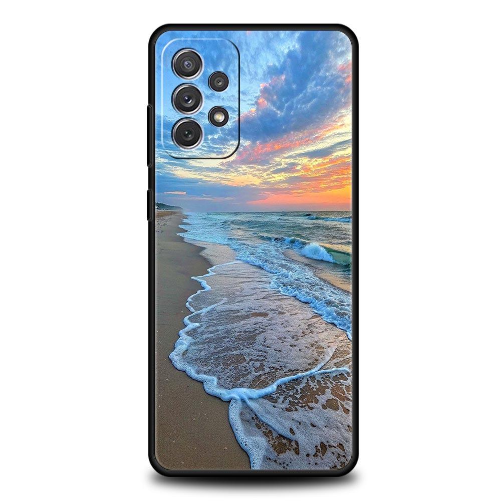 Phone Case For Samsung A17 A15 A13 A51 A71 A41 A31 A21S A07 A05 A35 A55 A23 A25 A33 A53 A73 5G Cover Seaside Scenery Wave Beach