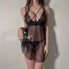 Erotic Underwear, Sexy Halter Lace Seductive Deep V Cutout Nightdress, Hot Mesh See-through Uniform 8739