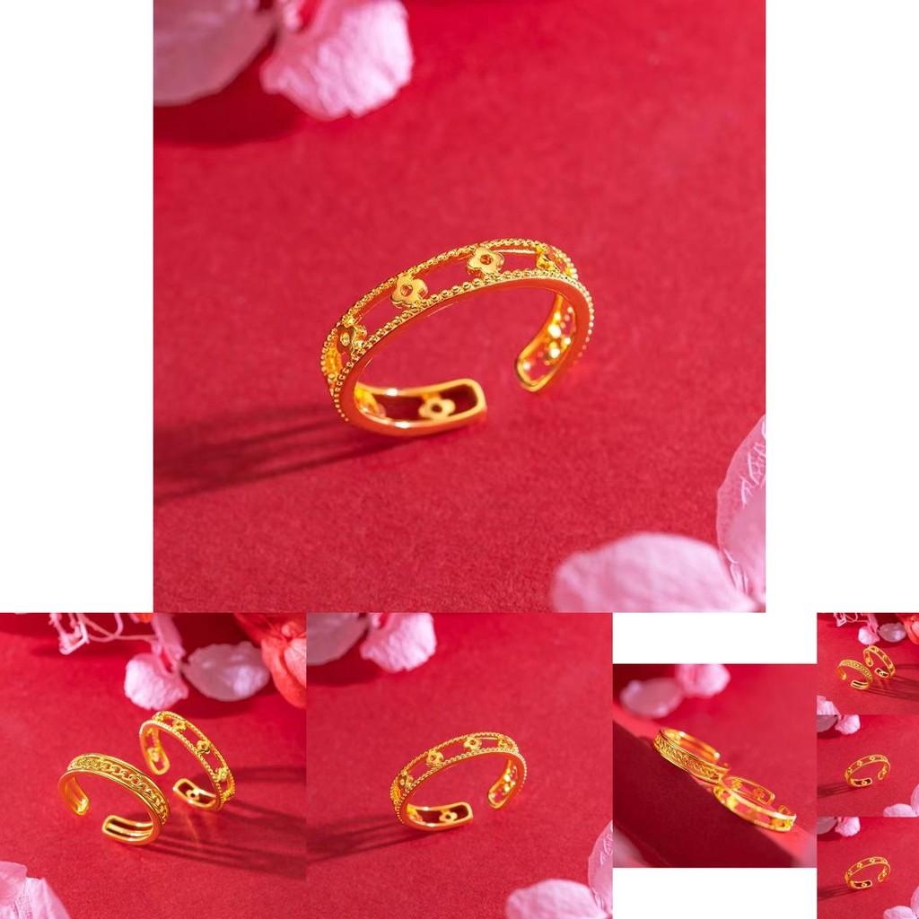 Fashionable Interlocking Open Ring Made From Gold Plated Brass Featuring A Chic Design For Women