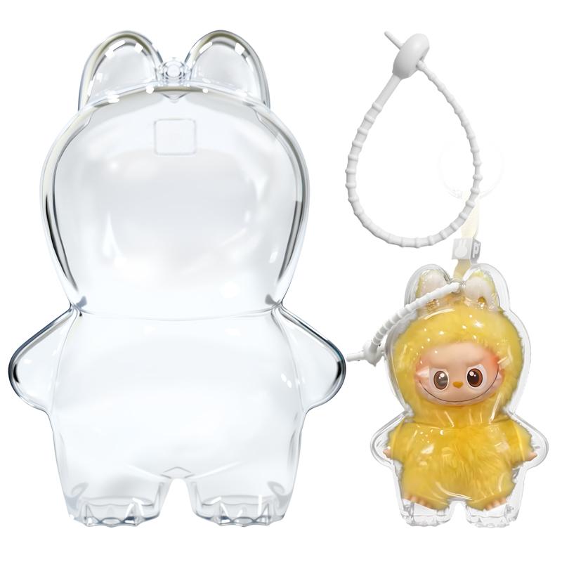 V1 V2 V3 V4 Case For Labubu,Protective Keychain For Doll Have A Seat Transparent Pvc Case Doll Protector Cover And Dust Cover