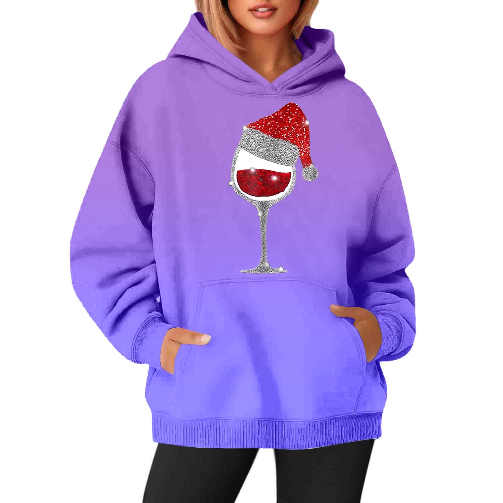 

Женские толстовки с круглым вырезом и длинным рукавом с рождественским принтом, однотонная толстовка с капюшоном XXXL фиолетовый