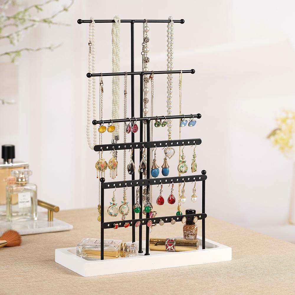Jewelry Organizer Tabletop Jewelry Holder Earring Necklace Bracelet Jewelry Tree Display Stand with Tray