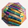 Book Tower, Fantasy Literature Automatic Opening and Closing Umbrella, Compact Travel Umbrella, Lightweight and Portable, Suitable for Beach