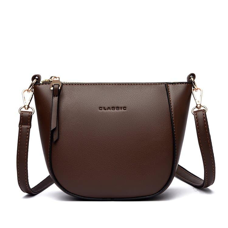 

Soft leather simple bucket bag crossbody shoulder bag