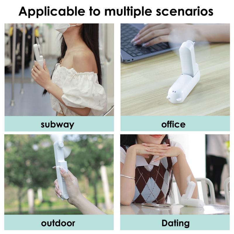 Mini Fan 3 IN 1 Rechargeable Hand Fan Foldable Small Fan with Power Bank Function 2000mAh Cooling Fan