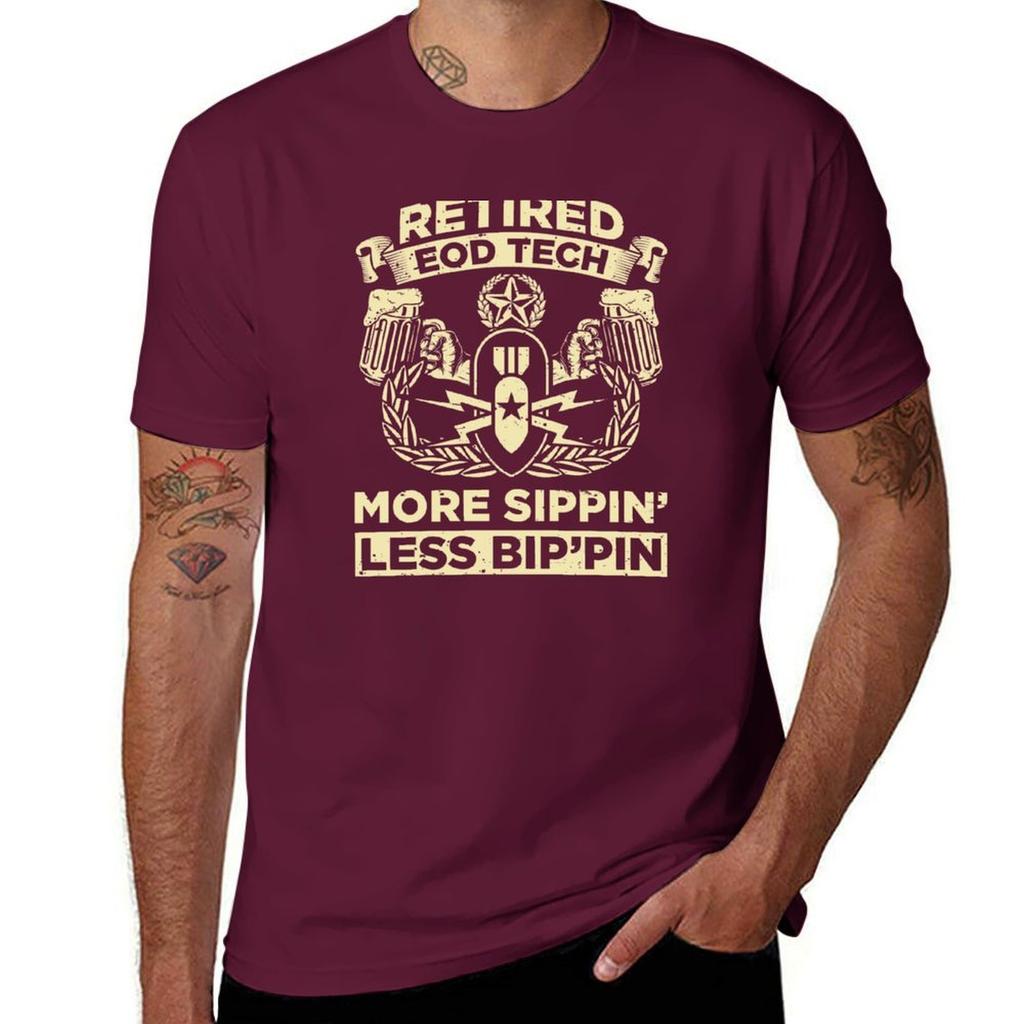Retired Eod Tech More Sippin Less Bippin Eod Explosive Ordnance Disposal Master Badge Tshirt