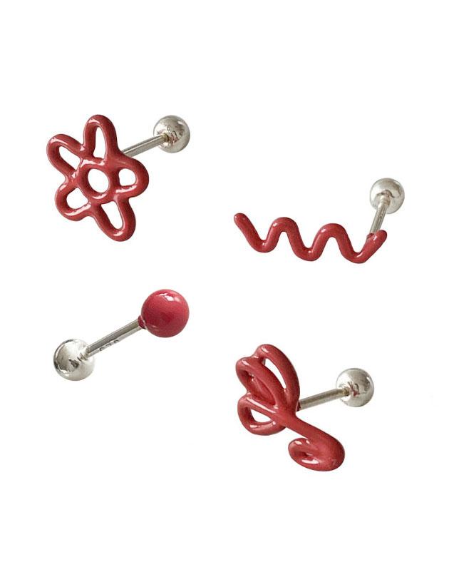 It Doesn'T Matter Rainbow Doodle Piercing (Red)