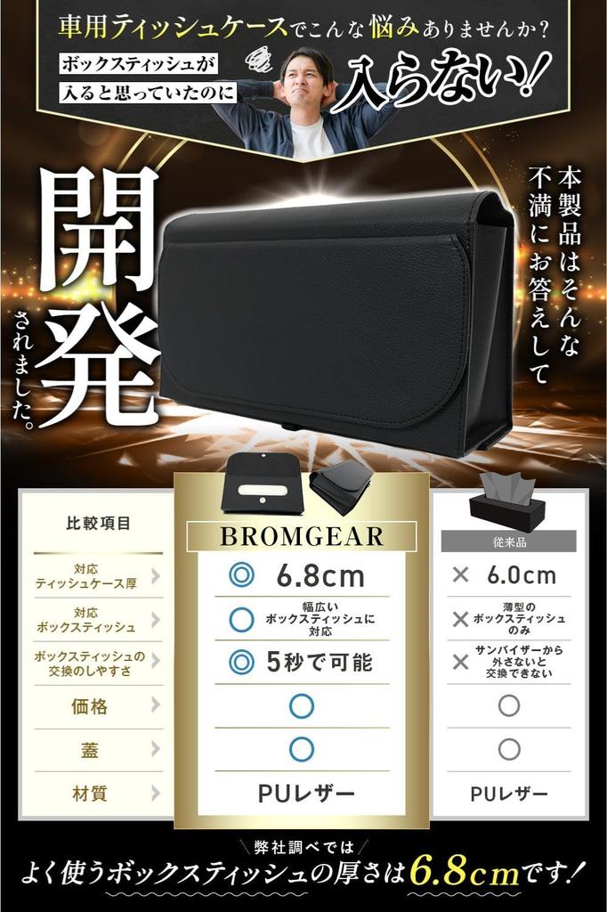 BROMGEAR Car Tissue Sun Visor Storage Case with PU Fits All Car Hanging Storage Case, Lid, Leather, Boxes, Accessories,