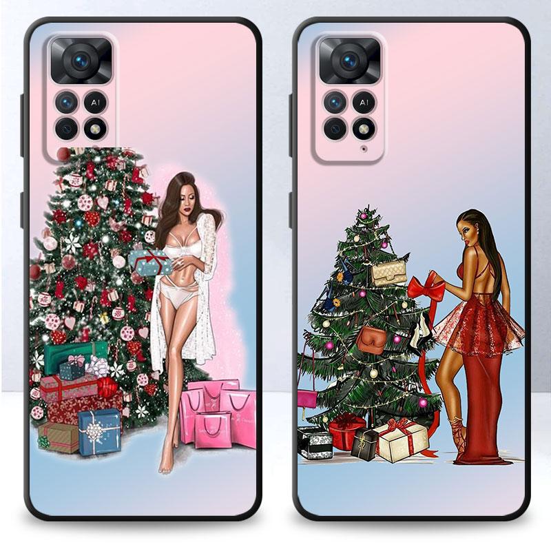 Frohe Weihnachten Mädchen Baum Silikon Funda Hülle Coque für Realme 6 5 9i 8i 7 5s V25 6s Narzo 7i 8 9 Pro 8 9 5G SE C17 7Pro 9Pro