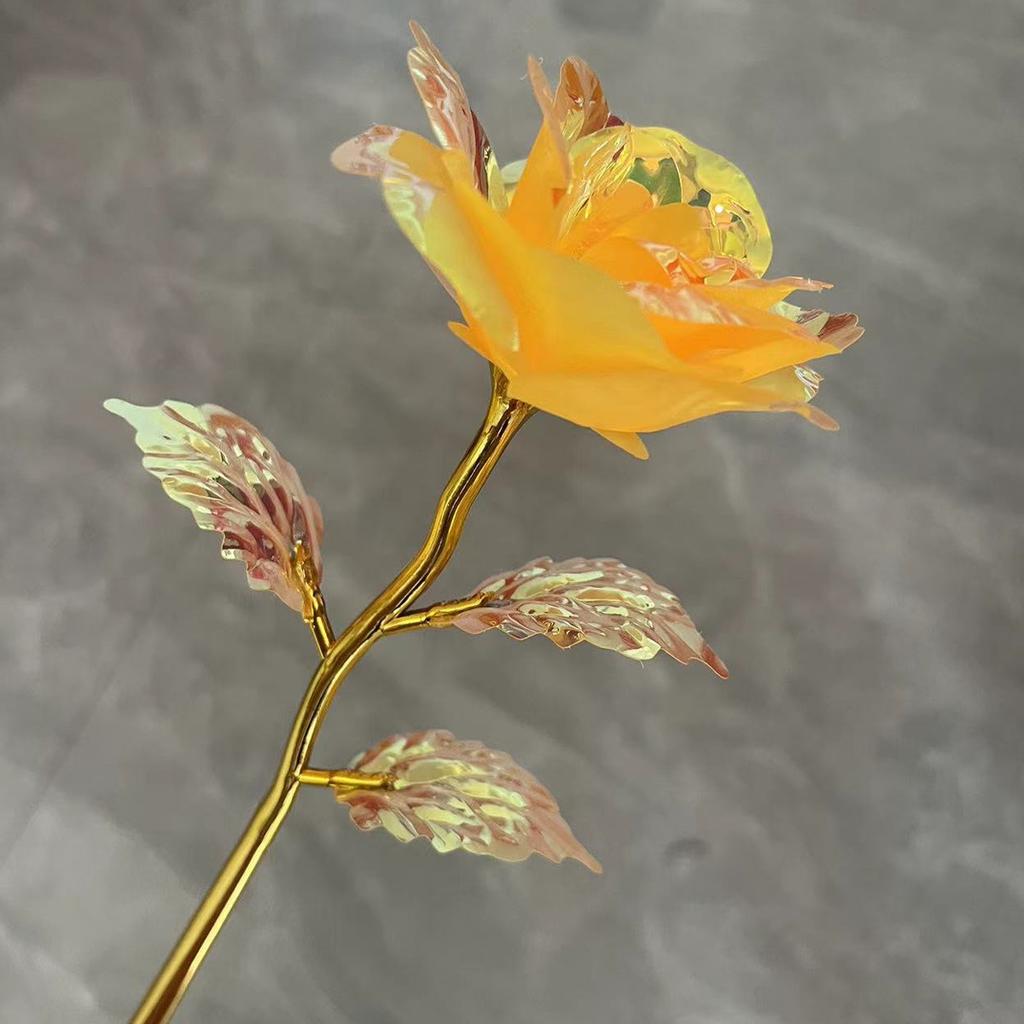 Colorful Gold Foil Flowers Macaron Color Rose Valentine'S Day Crystal Flowers Gifts Artificial Flowers For Home Decoration