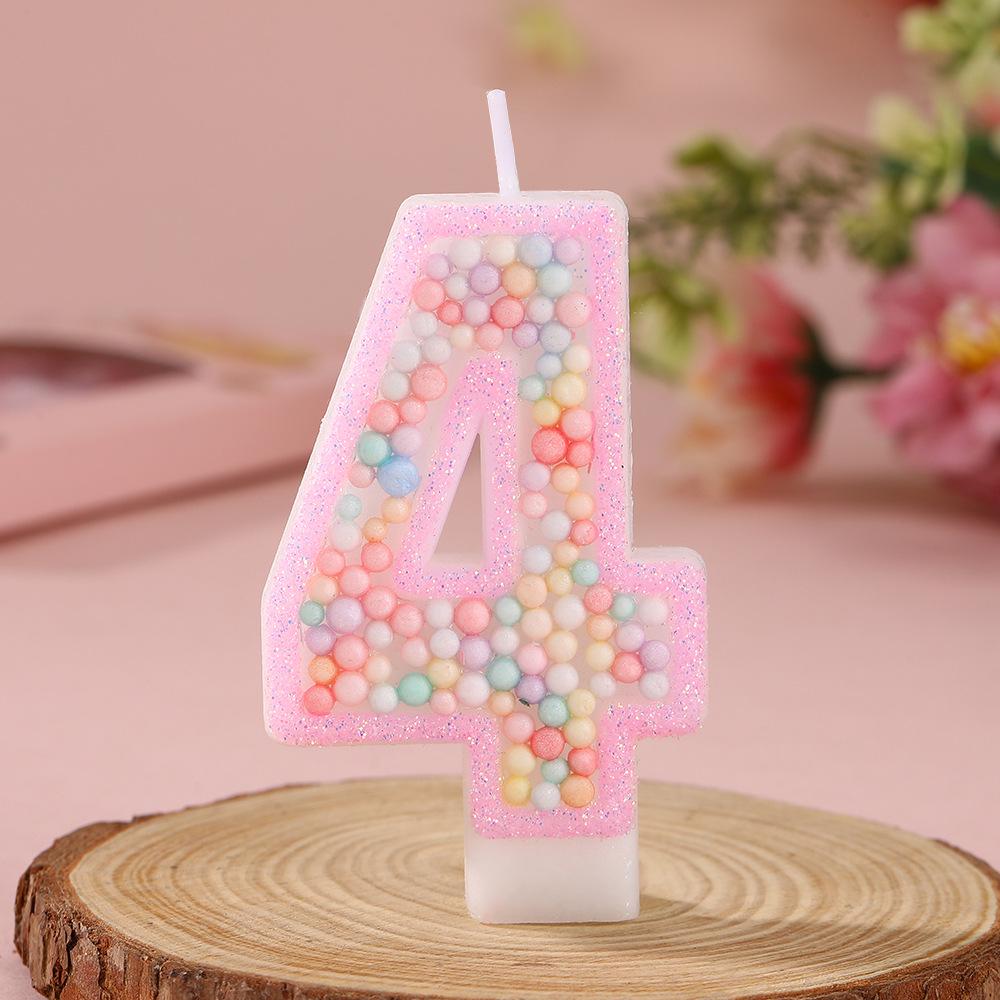 Creative Pink Foam Balloon Candle - Macaron Number Birthday Cake Decoration
