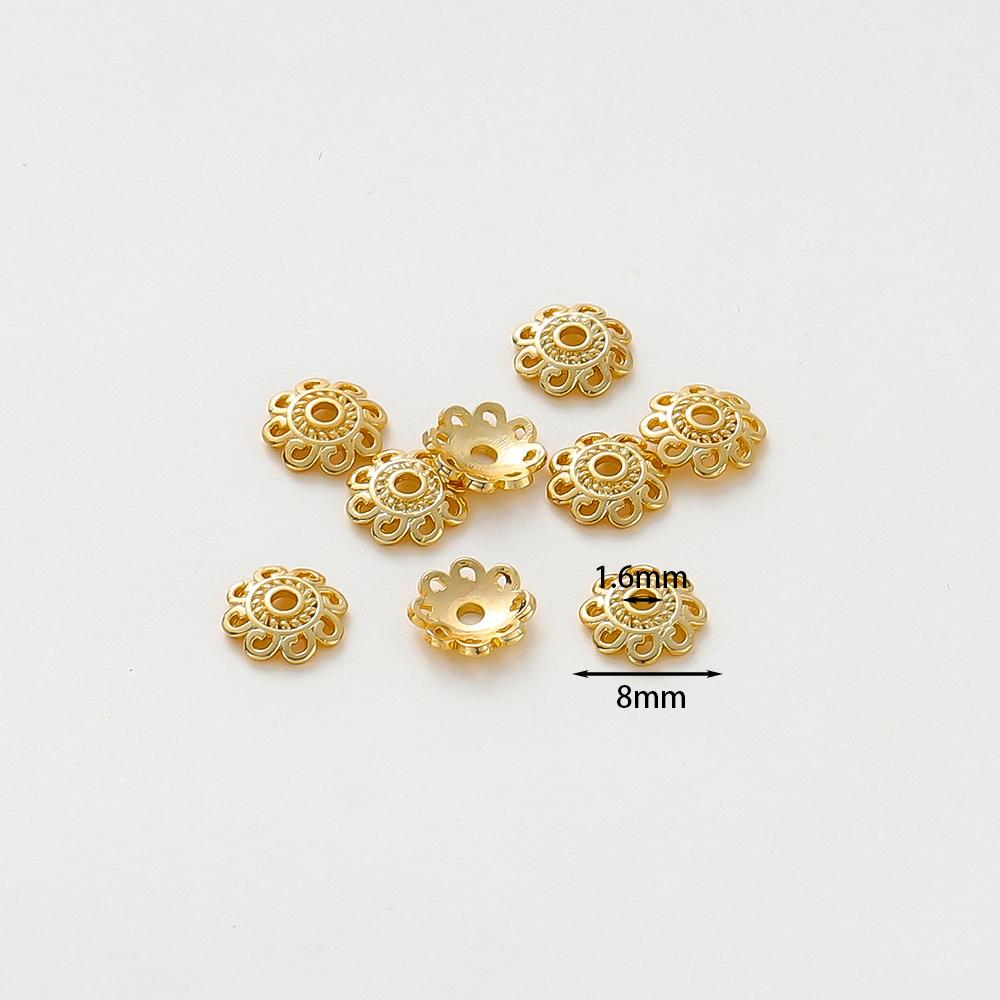 20pcs/lot 14K 18K Gold Color Tibetan Flower Beads Caps Tassel Loose Spacer Tray Beads For DIY Jewelry Making Accessories