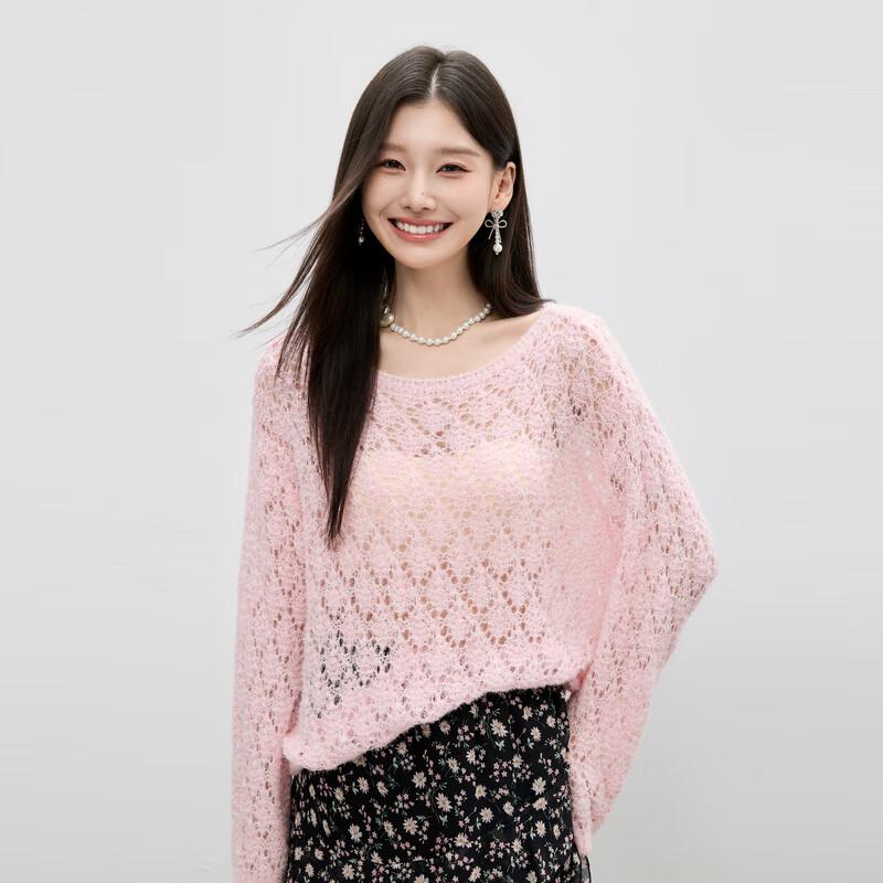 

Qiusbiyiren Women s Versatile Hollow Knit Sweater M