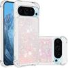 Case for Google Pixel 9/Google Pixel 9 Pro, Glitter TPU Cover Clear Flowing Quicksand with Anti-Fall Bumper Corner Shockproof Girly Case for Google
