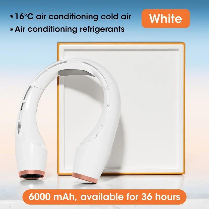 

Портативный мини-подвесной вентилятор на шею 4000 мАч, безлопастный, бесшумный, с цифровым дисплеем, электрический USB-перезаряжаемый воздушный охладитель, уличные электрические вентиляторы белый